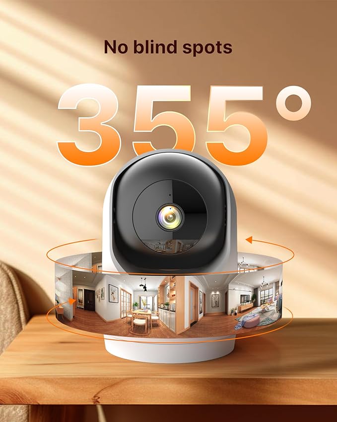 Tenda 2K Indoor Security Camera for Baby Monitor, WiFi 6 Pet/Dog Camera for Home Security, 360° Pan/Tilt, 2-Way Audio, Motion Detection, Night Vision, 24/7 Cloud & SD Card Storage(CP3-V3.0)