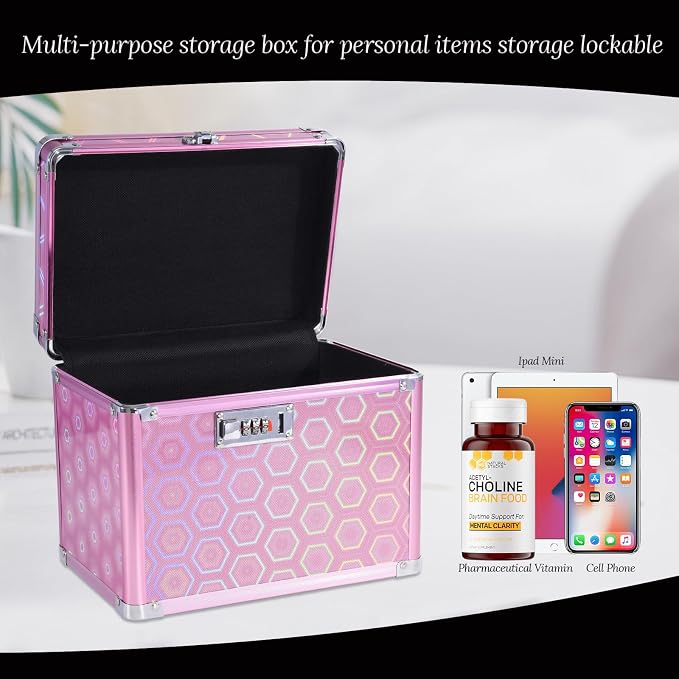 Medication Combination Lock Box, Colorful Rose, 10 x 7.25 x 7.75 Inches | Code Lock, For Personal Items, For Medicine, For Documents