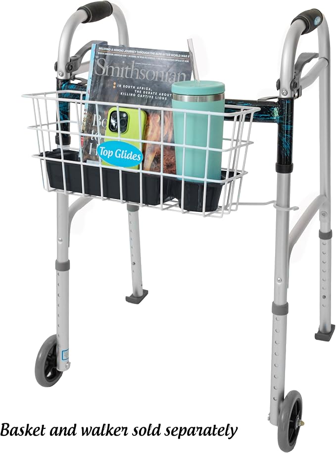 Heavy Duty Clear Plastic Insert/Tray/Cup Holder for Walker Basket (Black)