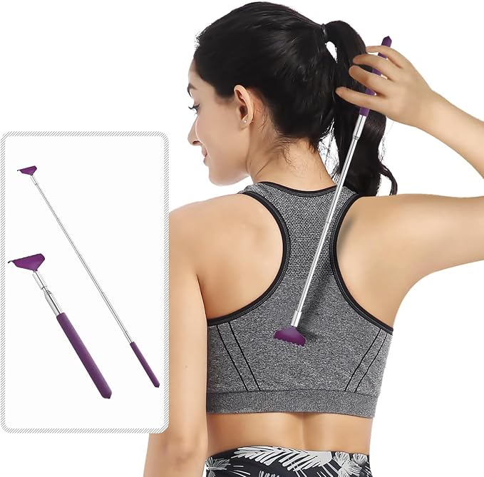 Kuvvfe 2 Pack Portable Extendable Back Scratcher, Stainless Steel Telescoping Back Scratcher with Beautiful Present Packaging(Purple)