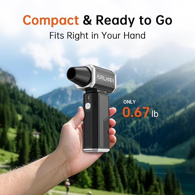 Powerful Air Duster, Rechargeable Blower, Turbo Fan, Barber Gifts | 300000RPM, Handheld Fast Clean, for Computer Accessories, PC Gamers, Carpenter, Laptop, Desk & Snow Removal, Gadgets for Men
