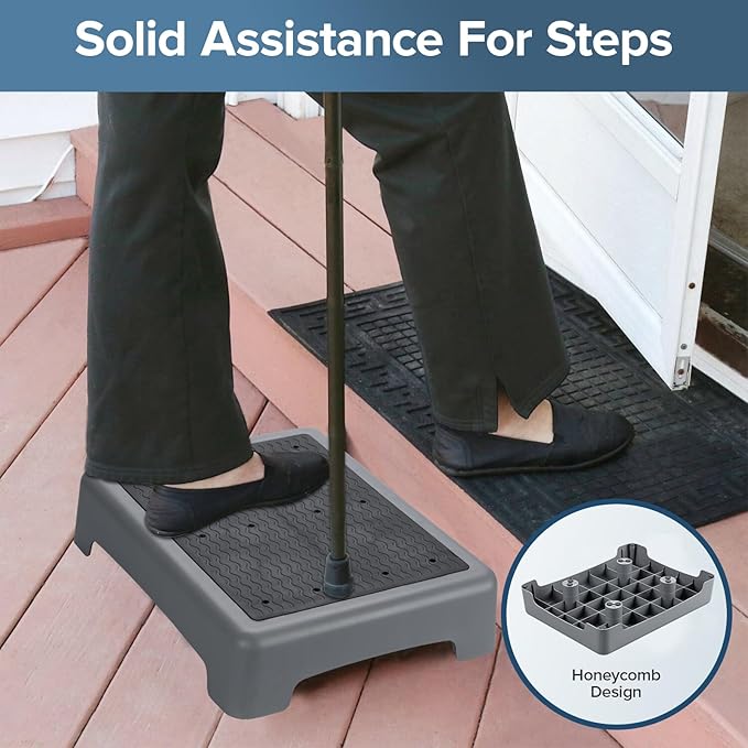 Mobility Step Stool for Adults & Seniors,Indoor/Outdoor Portable Stair Assist,Anti-Slip Bathroom Step Platform for Kitchen,Office, Door,Bedside,Stairs,Car for Elderly,Grey-Black