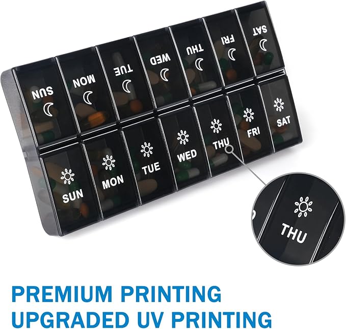 mossime Extra Large Weekly Pill Organizer 2 Times a Day, 7 Day AM PM Pill Box with XL Capacity Compartments, Jumbo Vitamins Holder Case and Medicine Organizer for Supplements and Daily Medication