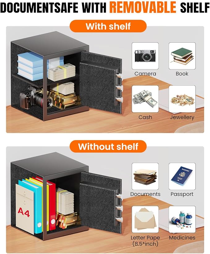 𝐔𝐩𝐠𝐫𝐚𝐝𝐞𝐝 𝟐𝟎𝟐𝟔 Fireproof Safe Box| 𝟏𝟕𝟎𝟎°𝐅 𝟑𝟓-𝐌𝐢𝐧 Protection| 2.8 Cuft Fire Proof Digital Home Safes with Smart Alarm System, Bolt-Down Design| for Documents Jewelry Electronics