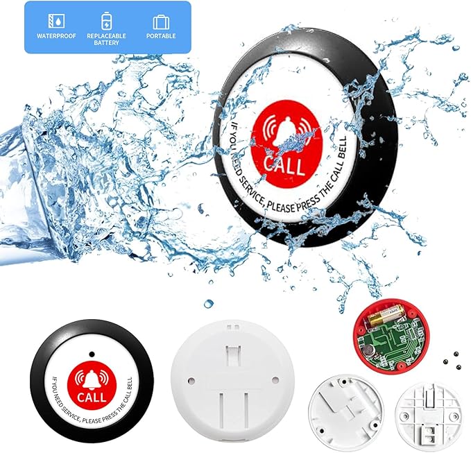Wireless Caregiver Pager with 10 Waterproof Emergency Call Buttons - 1000FT, Medical Alert Systems for Seniors with 1 Display Receiver for Home Clinic Nurses Station Hospicecare Facility