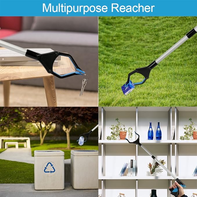 Grabber Reacher Tool, 32" Grabbers for Elderly, Lightweight Extra Long Handy Trash Claw Grabber, Mobility Aid Reaching Assist Tool for Trash Pick Up, Nabber, Litter Picker, Arm Extension (Blue)
