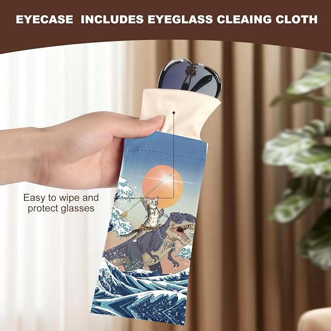 Anikathy 2Pcs Sunglass Eyeglass Glasses Case Soft PU Leather with Cleaning Cloth Cute Glasses Pouch Bag for Men Women Girs