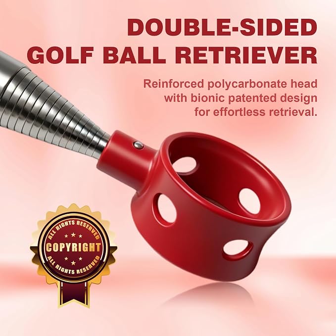 Golf Ball Retriever Telescopic for Water, 9/12/15/20Ft GolfBall Grabber Tool, Golf Accessories Gifts for Men, Women & Golfers, Golf Balls Picker with Stainless Steel Shaft & Rubber Grip