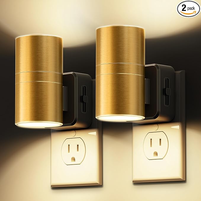 L LOHAS LED Night Light,Dimmable Night Lights Plug into Wall, 2 Pack Automatic Nightlight with Light Sensor, 3000K Soft White 0-100LM Modern Nightlight for Kids Bedroom Hallway