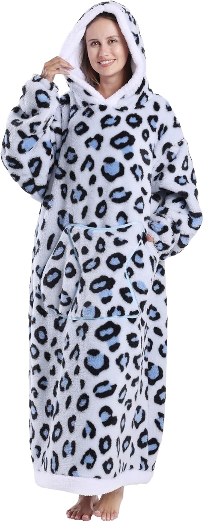 Blanket Hoodie, Long Hooded Blanket Sweatshirt as Birthday Gifts for Women Men, Long Wearable Blanket for Women Men.