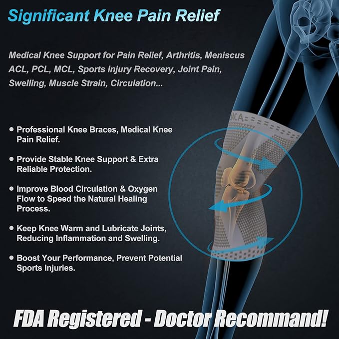 NEENCA Professional Knee Brace for Pain Relief, Medical Knee Support with Patella Pad & Side Stabilizers, Compression Knee Sleeve for Meniscus Tear, ACL, Joint Pain, Runner, Workout (Beige, Small)