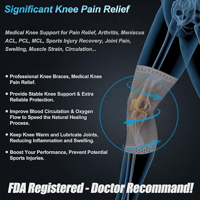 NEENCA Professional Knee Brace for Pain Relief, Medical Knee Support with Patella Pad & Side Stabilizers, Compression Knee Sleeve for Meniscus Tear, ACL, Joint Pain, Runner, Workout (Beige, XX-Large)