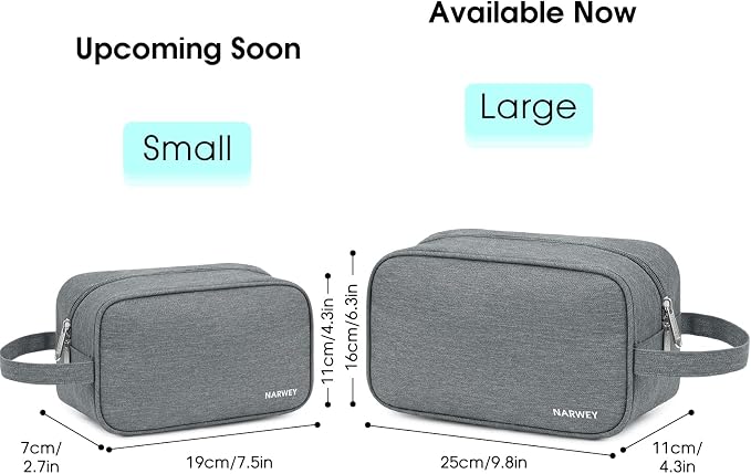 Narwey Travel Toiletry Bag for Women Traveling Dopp Kit Men Toiletries Bag Cosmetic Bag Makeup Bag Medicine Bag for Traveling (Grey)