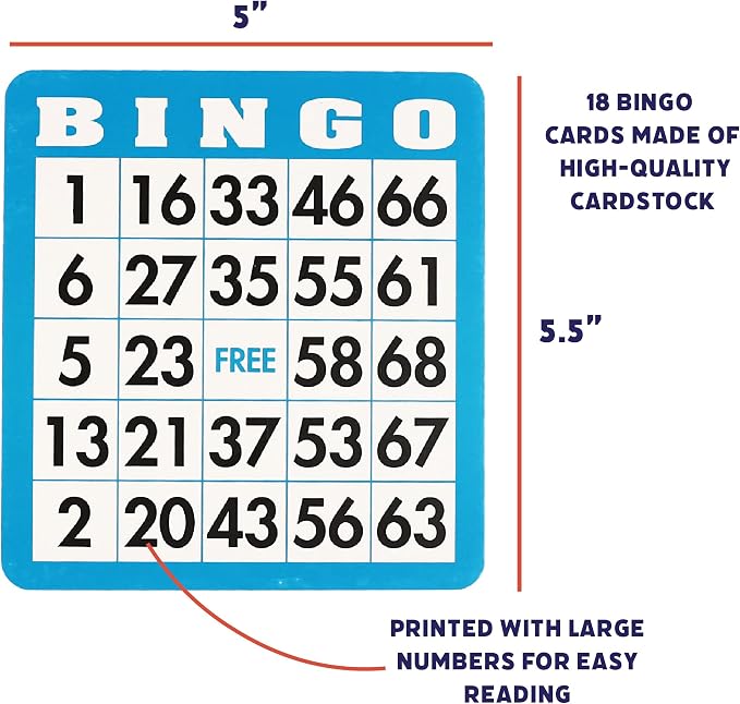 Popular Playthings Deluxe Bingo Game Set, Metal Cage with Reusable Cards and Marker Chips, Board Game Set for Adults and Kids - 18 Cards & 150 Chips