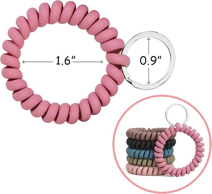 LGEGE 6PCS Stretchable Wristband Wristlet Keychain Wrist Key Chain Wristlet,Spring Flexible Spiral Wrist Coil Wrist Key Holder Key Ring for Sauna Gym Pool ID Badge and Outdoor Sports