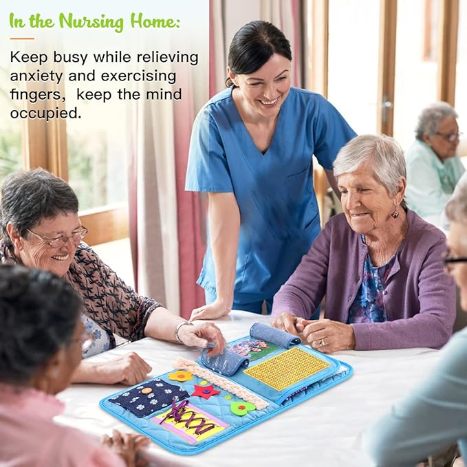 SOFWO Fidget Blanket for Adults with Dementia,Alzheimers Dementia Activities Products for Elderly and Seniors,Gift and Game for Alzheimer’s or Dementia Busy Blanket.(11.4 x 20.3 in)