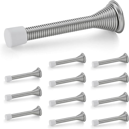 Ravinte Door Stoppers, 12 Pack Spring Door Stops with Rubber Bumper, Satin Nickel Door Stoppers for Bottom of Door