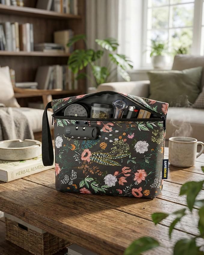 Smell Proof Bag, Odor Proof Bag with Combination Lock, Durable Smell Proof Container with Carbon Lining, Secure Odorless Travel Pouch for Home & On-the-Go (Green Combo)
