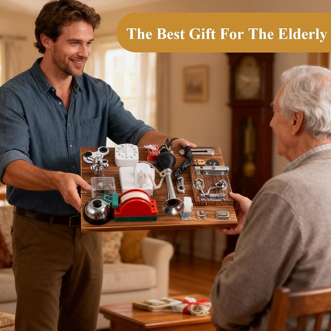 Fidget Busy Board for Adults with Dementia, Engaging Alzheimers Activities & Tactile Stimulation, Dementia Activities for Seniors, Thoughtful Gift for People with Alzheimer's (Outlet Version)