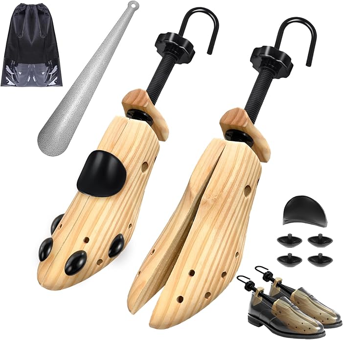 eachway Wooden Shoe Stretcher Men and Women for Wide Feet, Pair Premium of 4-way Shoe Tree Widener Stretch Length & Width