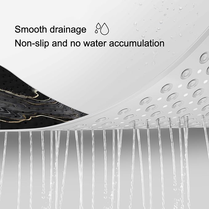 LNOND Marble Bath Tub Mat Non Slip, Extra Long 40 X 16 Inch Anti Slip Mat for Bathtub, Black Gold Marble Shower Mat with Drain Holes and Suction Cups, Machine Washable