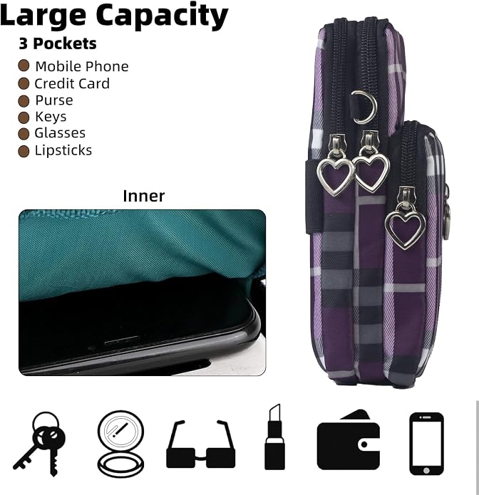 Small Crossbody Bag for Women - Mini Phone Purses with Crossbody Strap and Wallet - Nylon Arm Bag