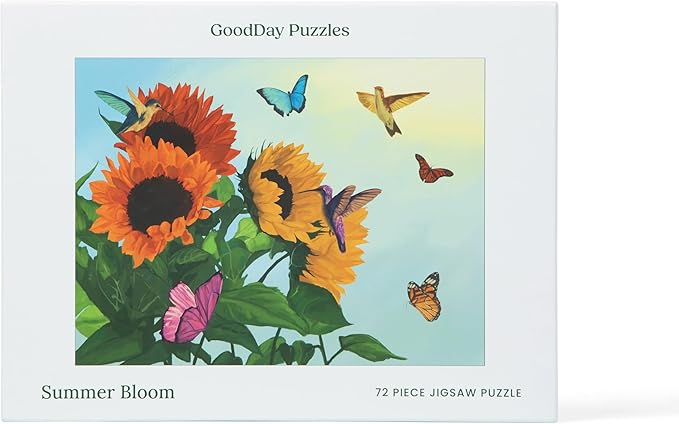 Large Piece Jigsaw Puzzle – Easy & Colorful, Dementia & Memory Activities for Seniors, Elderly Gifts, 72 Pieces, Summer Bloom