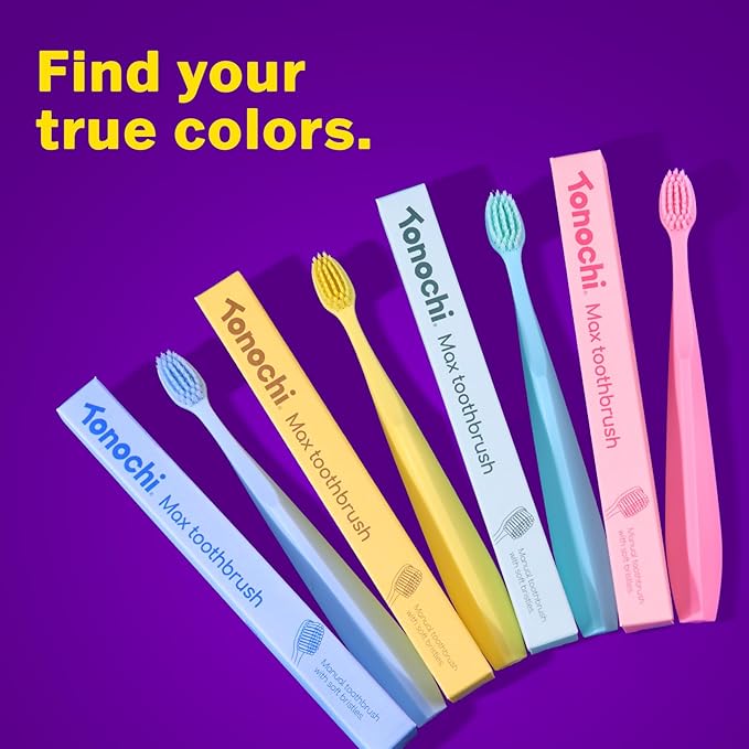 Max Extra-Soft Toothbrush for Adults Sensitive Gums – Gentle Bristles, Wide Angled Head for Back Teeth, Ergonomic Non-Slip Grip, BPA-Free Handle, Individually Wrapped,4-Pack (Assorted)
