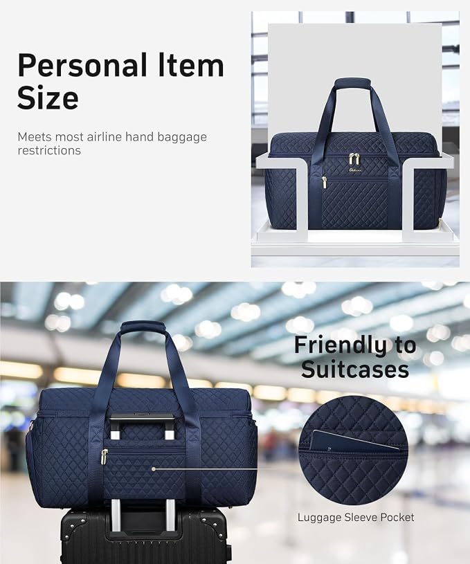 Travel Bags for Women Large weekender Duffle Bag with Shoe Compartment Wide Open Overnight Hospital Bag For Women Labor Delivery Carry on Bag Personal Item Travel Bag with Wet Pocket Blue