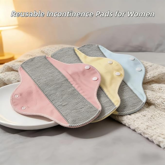Reusable Incontinence Pads,Graphene Infused Washable Menstrual Pads with Leak Proof Protection for Elderly Care & Mobility Support, Feel Dry, Comfortable (20PCS)