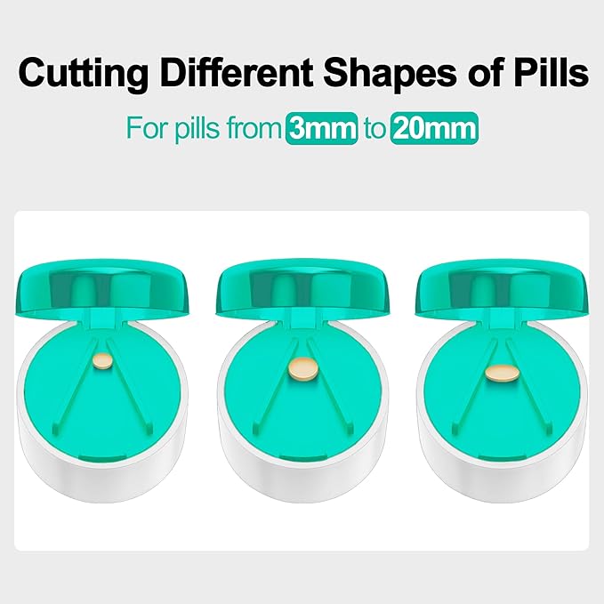 DUBSTAR 3-in-1 Pill Crusher Pill Grinder, Pill Crusher Fine Powder with Brush, Pill Crushers for Elderly with Pill Cutter and Storage, Pill Cutter Splitter for Small or Large Pills (Green)