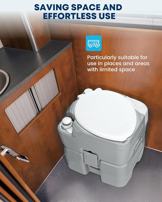 Kohree Camping Toilet Portable 5.3 Gallon, 20L Porta Potty for Adults | with Diagonal Elongated Bowl Seat, Handle Flush Pump, Leak-Proof Cassette Toilet for RV Trailer Trucker Boat Marine Home Use