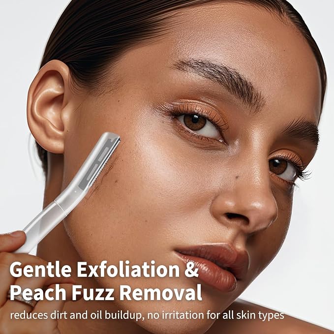 Dermaplane Razor for Women, Facial Razor, Peach Fuzz Remover, 5ct Clear | Disposable Dermaplaning Tool for Facial Hair Removal & Exfoliation, Microblade Design, Easy Replacement for Home & Travel