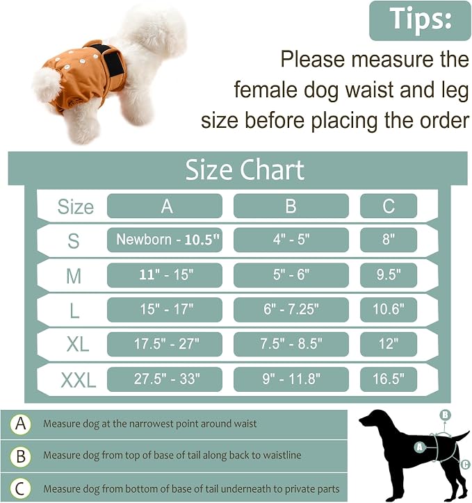 Female Dog Diapers - Premium Reusable Diapers for Doggie in Heat - Highly Absorbent Dog Diapers Female for Pet Incontinence with Adjustable Snaps Brown Black, L