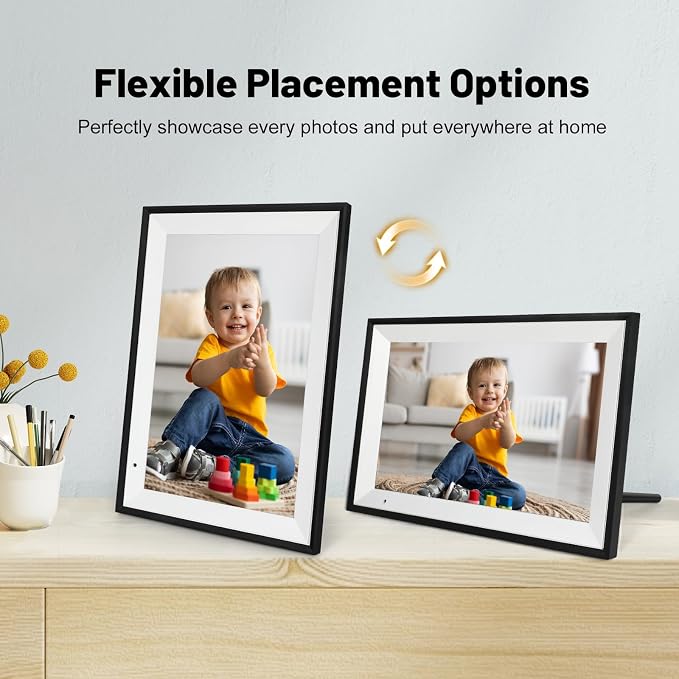 Digital Picture Frame 10.1 Inch Digital Photo Frame with 32GB Storage, 1280 * 800 IPS FHD Touchscreen, WiFi Smart Frame Share Photos and Videos Instantly from Anywhere via AiMOR App