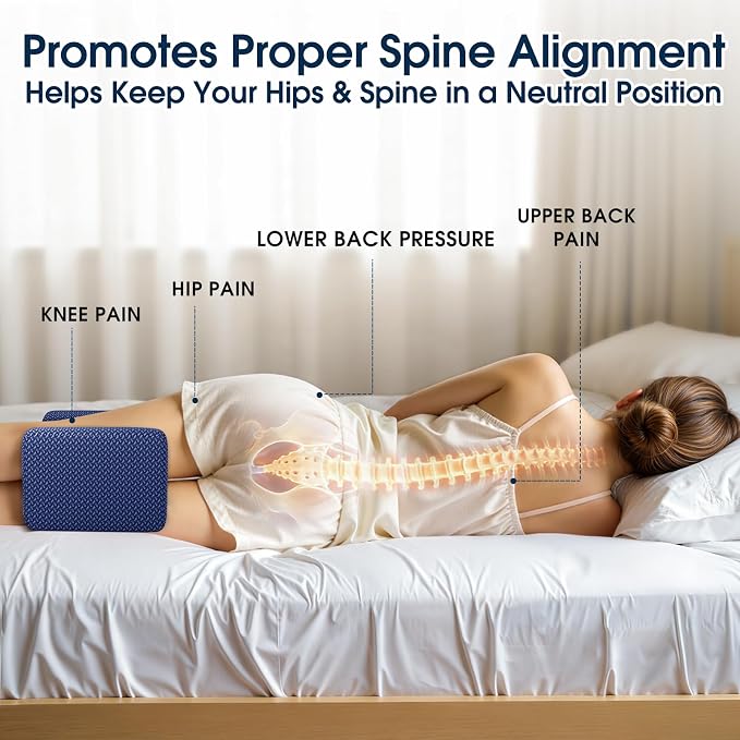 BlissTrends Memory Foam Knee Pillow, Knee Pillow for Side Sleepers, Leg Pillows for Sleeping Blood Circulation, Elevation Pillow for Spine Aligning, Sciatica, Back, Hip, Knee, Ankle Pain, Blue