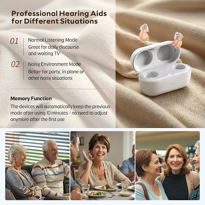Vivtone Supermini Hearing Aids (Not Amplifiers), Rechargeable Digital Hearing Devices with 16-Channel Sound Processing for Superior Sound Quality, Auto-On/Off, Pair