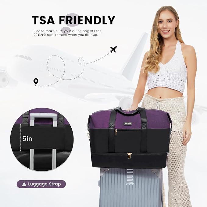 LOVEVOOK Weekender Bag for Women, Large Duffle Bag for Travel with 2 Packing Cubes, Carry on Overnight Bag with Shoe Compartment, Mom Hospital Bags for Labor and Delivery