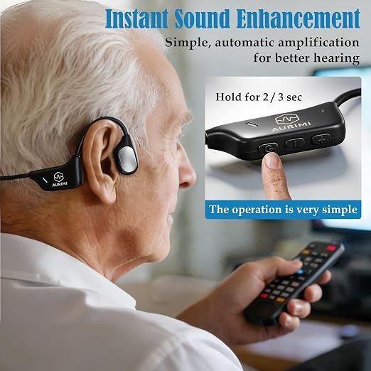 Bone Conduction Personal Sound Amplifier - Open-Ear Design for Comfortable Daily Use, Ultra Lightweight 25g, Up to 10-Hour Battery, IPX5 Water Resistant, No Bluetooth
