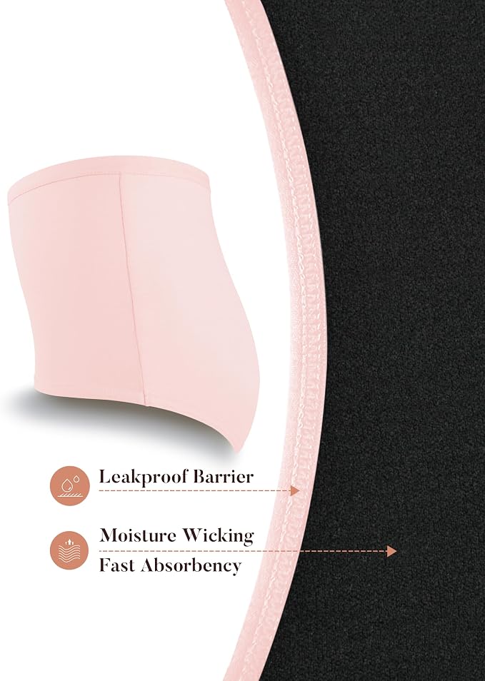 AIRCUTE Washable Urinary Incontinence Protective Underwear for Women Leak Proof Absorbent Reusable Panties 60ML 1 Pack (Pink, X-Large)