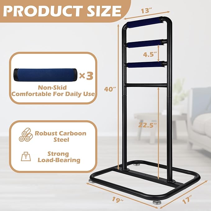 Montex Stand Assist Aid for Elderly, Chair & Couch Stand Assist Bar, 19''x17''x40'' Standing Aids & Supports with Non-Slip Covers, Mobility Standing Aid Rail for Couch (Hollow Base)
