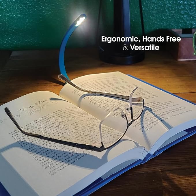 The Original Mighty Bright Recharge Clip On Rechargeable Book Light Reading Light, Warm Eye Care LEDs, Flexible, Durable, Dimmable, Perfect for Kids, Bookworms, Reading in Bed, Lasts 60 Hours (Blue)