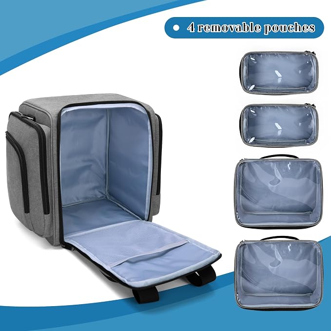 BAFASO Large Pill Bottle Organizer with 4 Inner Removable Pouches, Gray | Medicine Bag Come with Shoulder Strap, BAG ONLY.