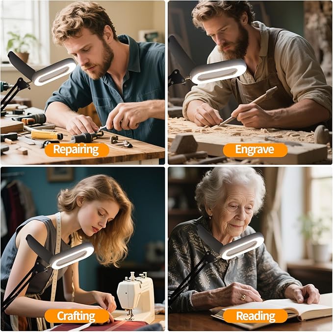 10X Magnifying Glass with Light and Stand: 2-in-1 LED Lighted Magnifier Lamp with Clamp - Hands Free Magnifying Glasses Desk Lamp for Reading Close Work Painting Craft Hobby