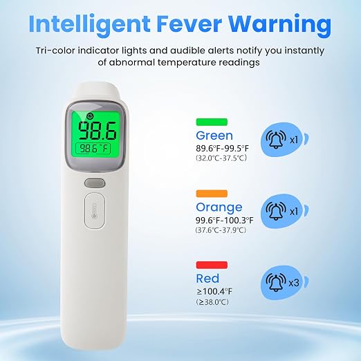 3-in-1 Ear Forehead Thermometer for Adults Kids with Object Mode | Accurate Digital Baby Thermometer, ANG Fever Alarm LCD Screen, 2*AAA batteries Included, Silent Mode with Storage Bag White