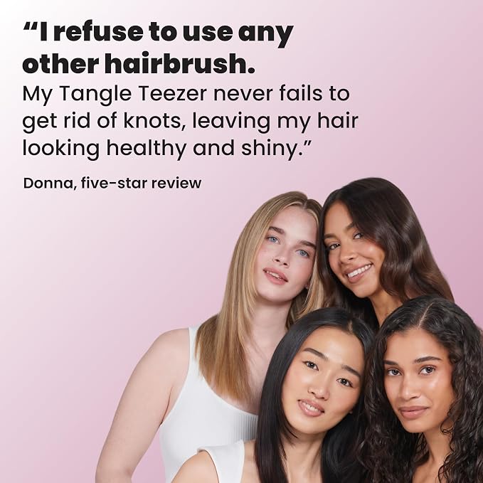 Tangle Teezer Ultimate Detangler Brush, Straight to Wavy, Rosebud | Patented two-tier, regular-flex teeth reduce breakage & split ends on wet or dry hair; Shower-friendly hairbrush for all ages