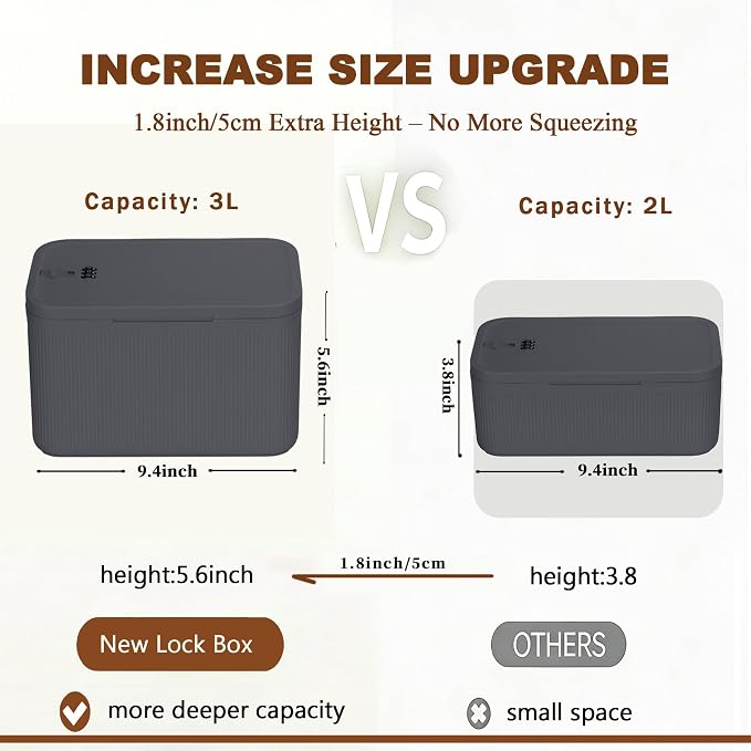 Lockable Storage Box, Large Lock Box with Combination Code – 5cm Taller Version for Medication Safe, Phone Jail, Food Snacks, First Aid Kits, Refrigerator, Office, School, Home, Travel Gift
