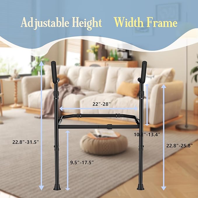Stand Assist for Couch and Sofa with Support Legs, Height Width Adjustable Standing Aid for Elderly, Disabled, Patients and Seniors with Mobility Issues Portable Couch Handle for Chair (Black)