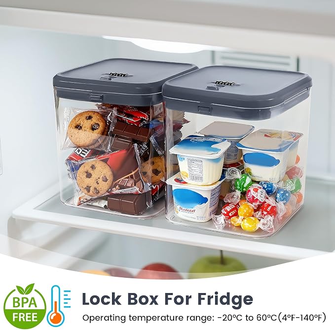 Small Lock Box for Safe Medication,Clear Lock Box with Combination Code,Locked Medicine for Pills First Aid,Lockable storage box for Snack/Fridge/Food/Phone medicine Organizer 5.5x5.5x5.6in