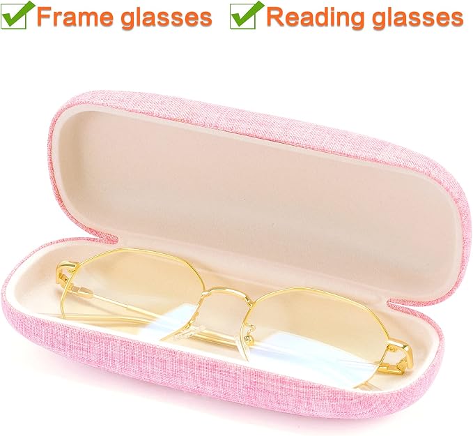 Vemiss Hard Shell Sunglasses Case, Large Linen Fabric Protective Glasses Case for Men Women